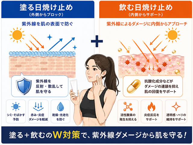 【飲む日焼け止め】話題の「ヘリオケア」はおすすめ？効果と仕組みを解説｜塗る日焼け止めは不要？-03